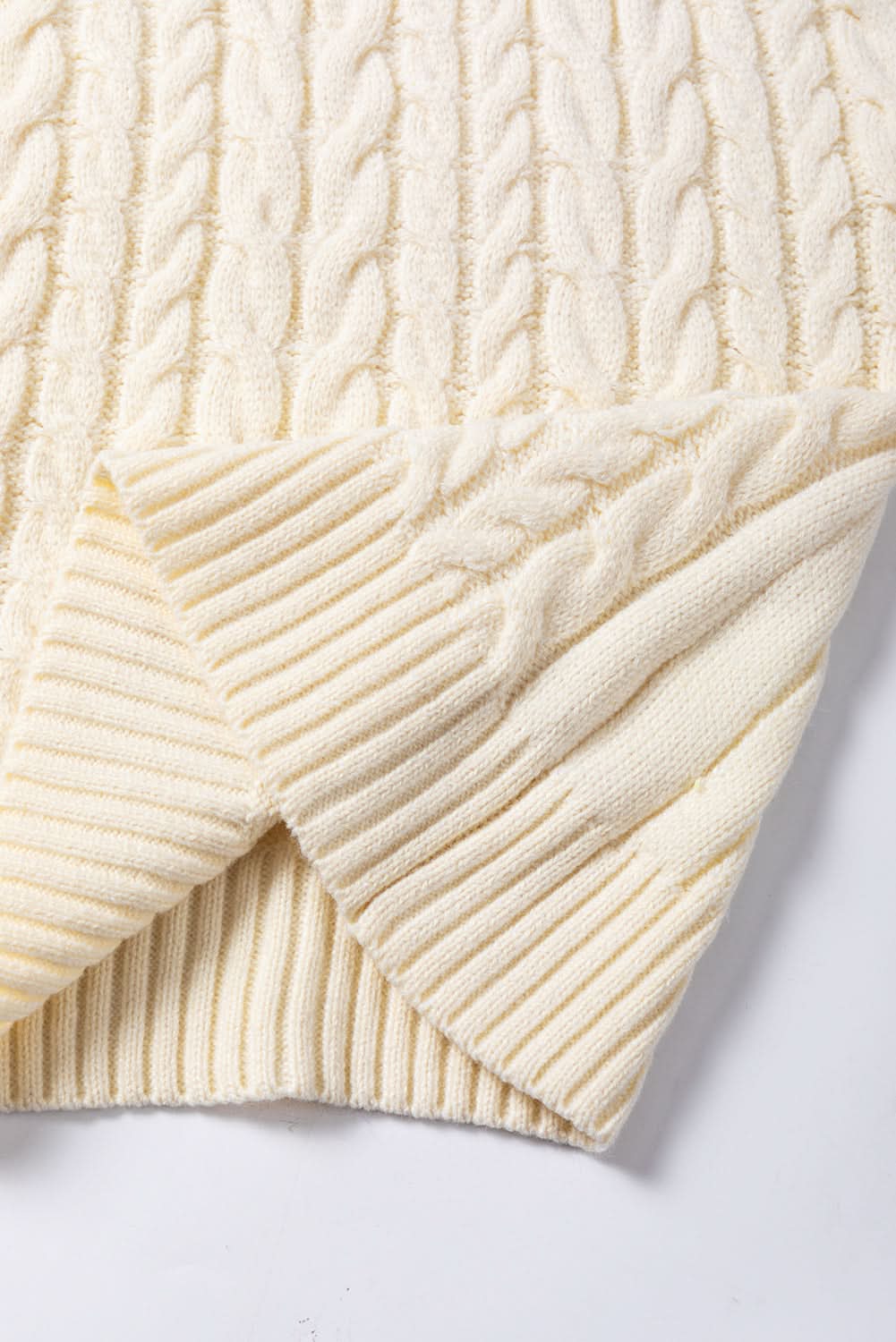 Oatmeal Cable Knit High Neck Sweater Vest - Love Salve
